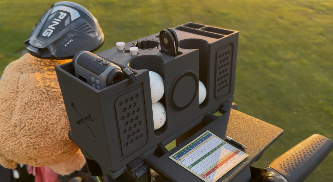GolfMate Pro organizer on MGI cart