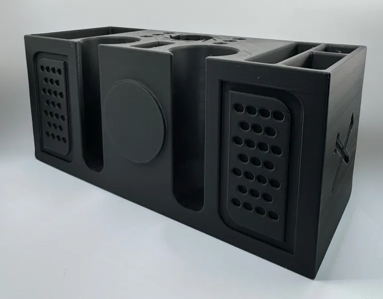 Angled studio view of the full organizer